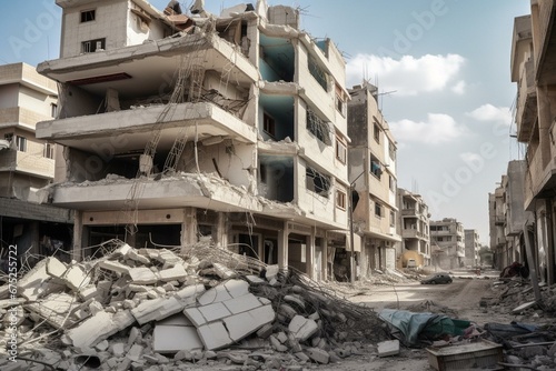 Destructive seismic event in Syria. Generative AI