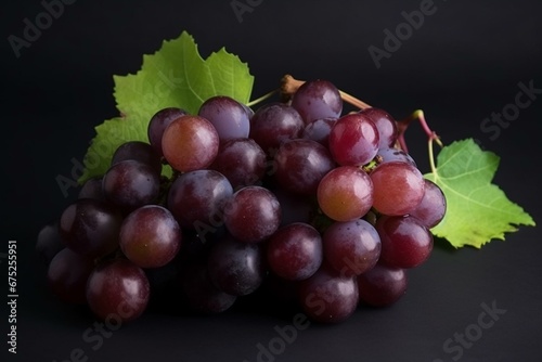 Cluster of grapes on plain backdrop. Generative AI