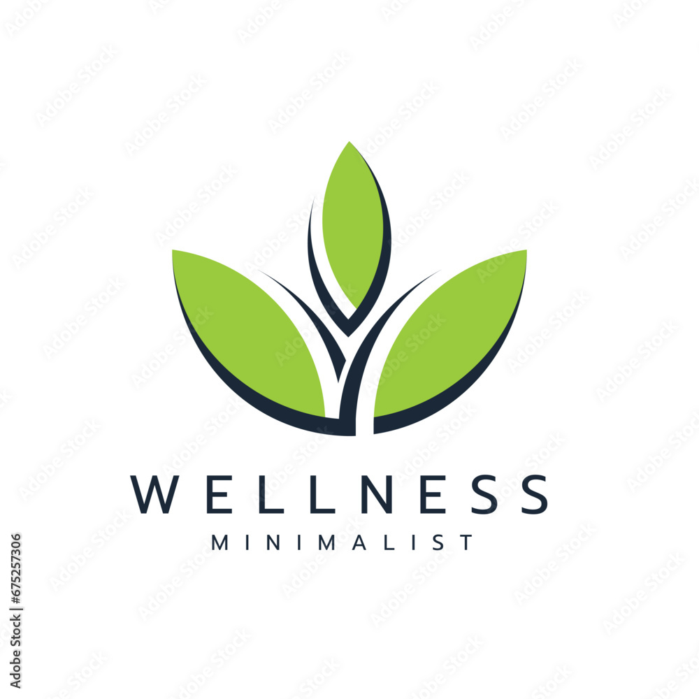 Minimal elegant wellness leaf logo design creative and unique concept Minimal elegant wellness leaf logo design creative and unique concept