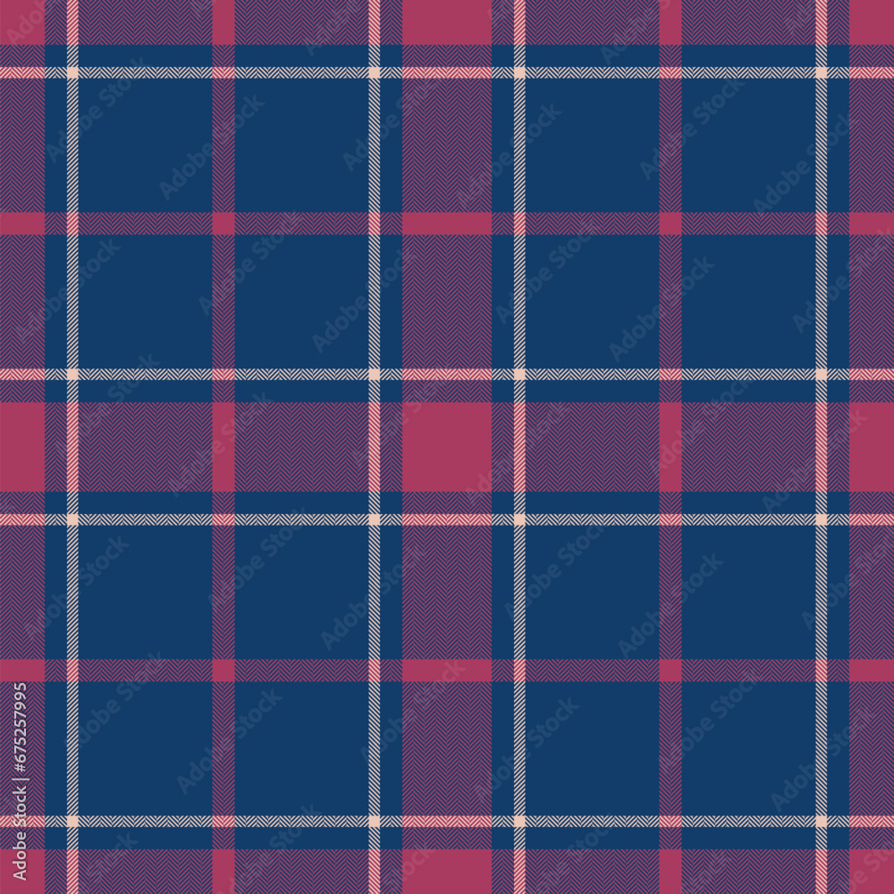 Obraz premium Plaid seamless pattern in blue. Check fabric texture. Vector textile print.