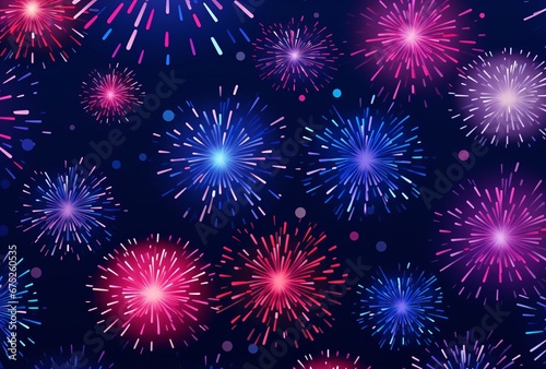 coloured firework patterns on blue background  navy and magenta  vibrant illustrations  lightbox