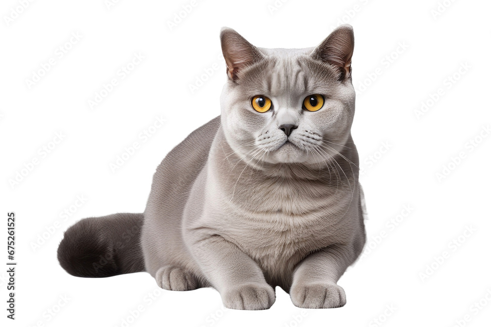 a high quality stock photograph of a single british shorthair cat breed photorealistic full body isolated on a white background