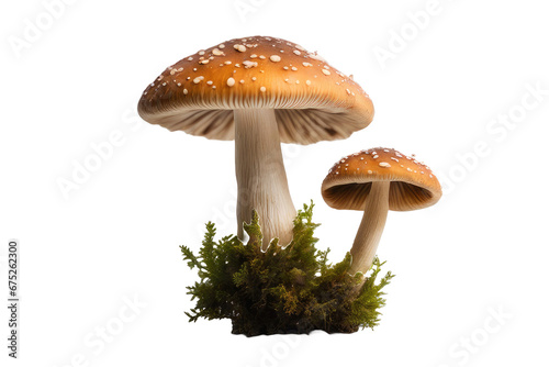 a quality stock photograph of a single brown mushroom isolated on a white background