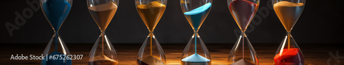 A digital hourglass with pixels instead of sand, trickling down to measure out a new era photo