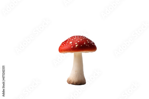 a quality stock photograph of a single red mushroom isolated on a white background