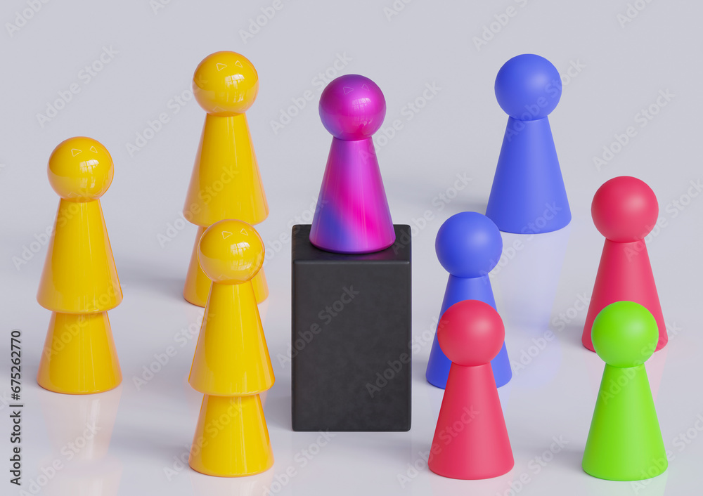 Abstract business speech of the leader in front,3d chess Abstract business speech of the leader in front,3d chess