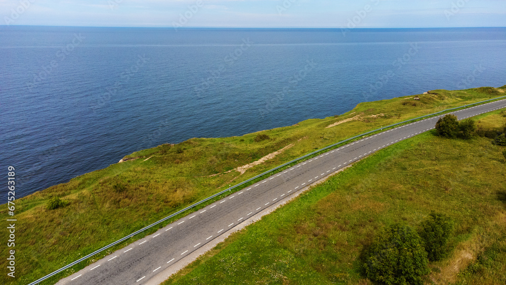 aerial view of beautiful coastal road aerial view of beautiful coastal road