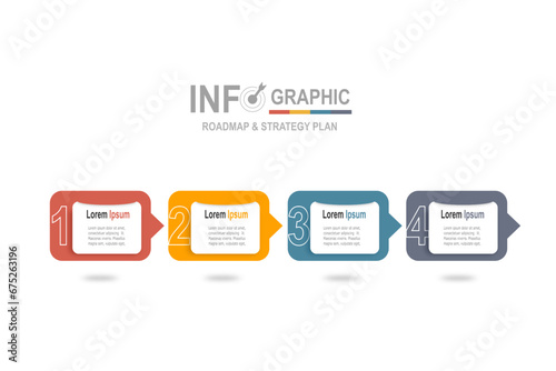 infographic elements template, business concept with, 4 steps, multi color rectangle shape design for workflow layout, diagram, annual report, web design.Creative banner, label vector