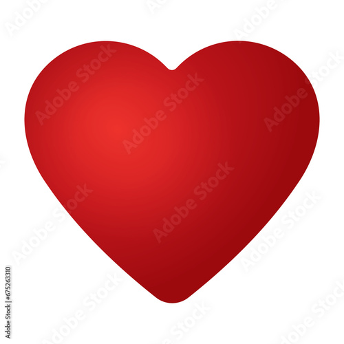 3D Red heart icon isolated.