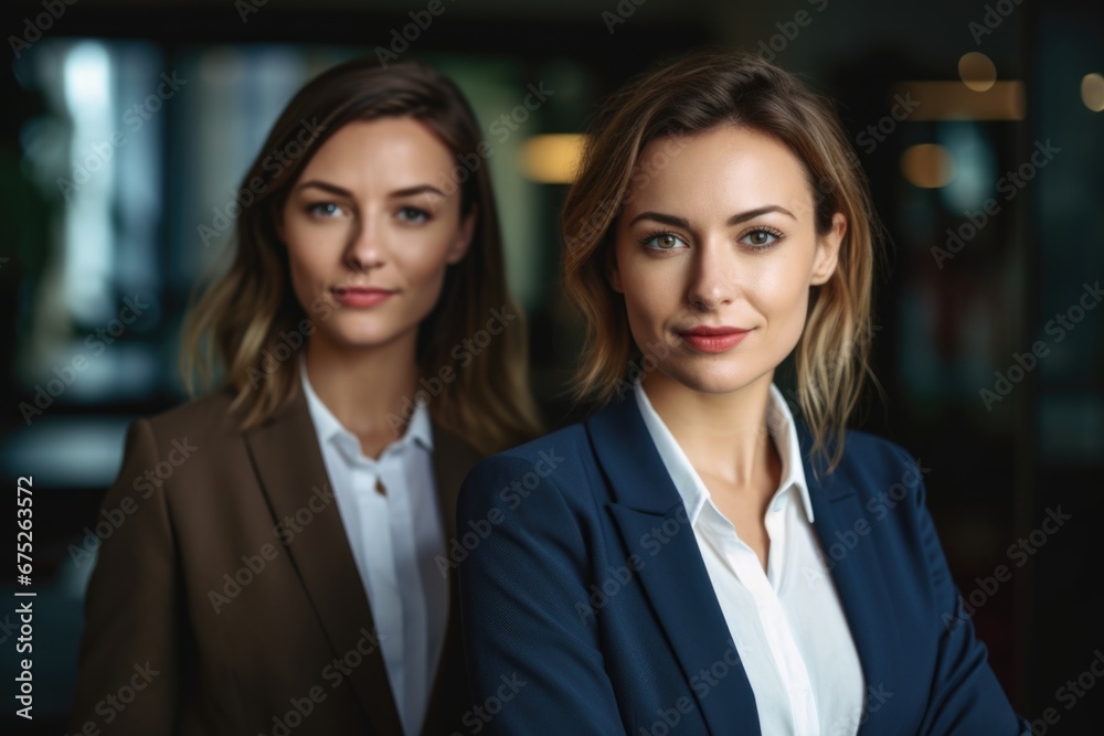 Close up portrait of young business woman standing in front of the camera Close up portrait of young business woman standing in front of the camera
