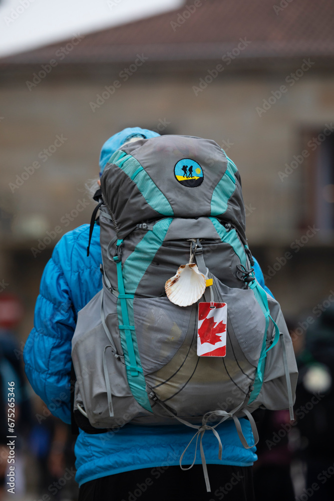 Pilgrims from the Camino de Santiago arrive at the Plaza del Obradoiro because they have finished their pilgrimage Pilgrims from the Camino de Santiago arrive at the Plaza del Obradoiro because they have finished their pilgrimage
