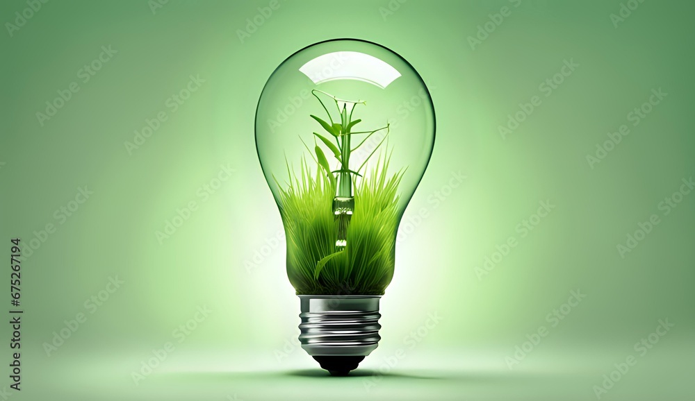 A light bulb with plants and leaves, symbolizing eco-friendliness and sustainability concept. Green innovative idea. Eco energy lightbulb symbol. Renewable clean energy. A light bulb with plants and leaves, symbolizing eco-friendliness and sustainability concept. Green innovative idea. Eco energy lightbulb symbol. Renewable clean energy.