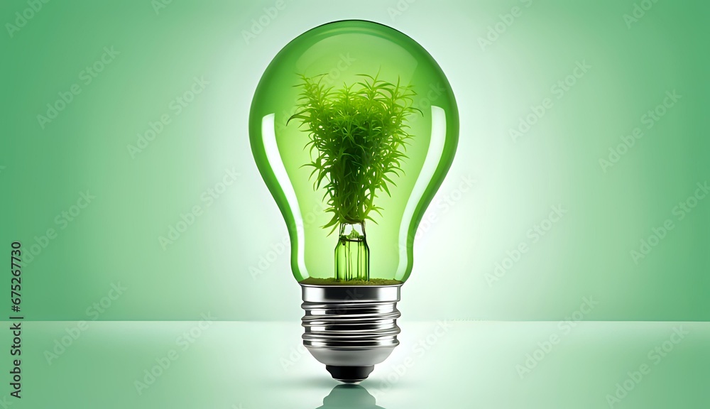 A light bulb with plants and leaves, symbolizing eco-friendliness and sustainability concept. Green innovative idea. Eco energy lightbulb symbol. Renewable clean energy. A light bulb with plants and leaves, symbolizing eco-friendliness and sustainability concept. Green innovative idea. Eco energy lightbulb symbol. Renewable clean energy.