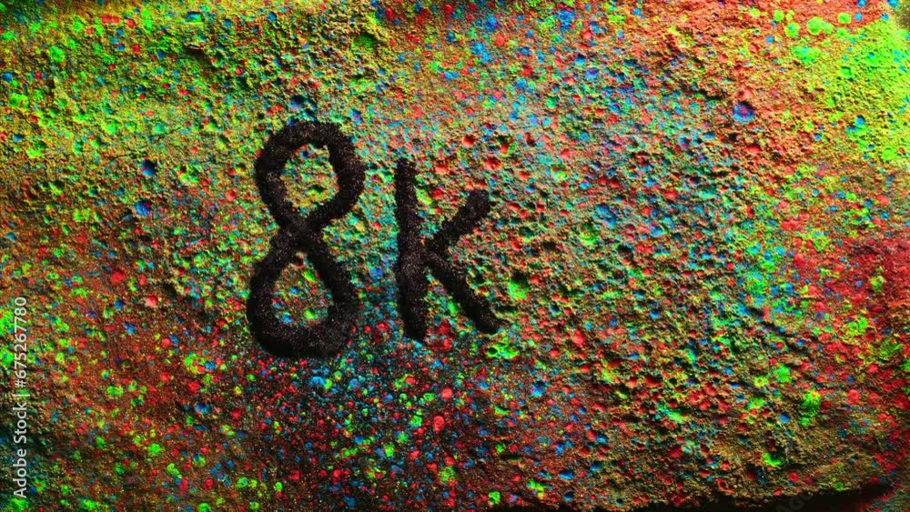 Powerful explosion of multi colored powder word or number 8k.Slow ...