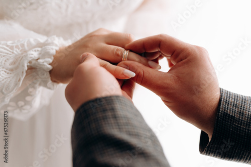 bride and groom holding hands