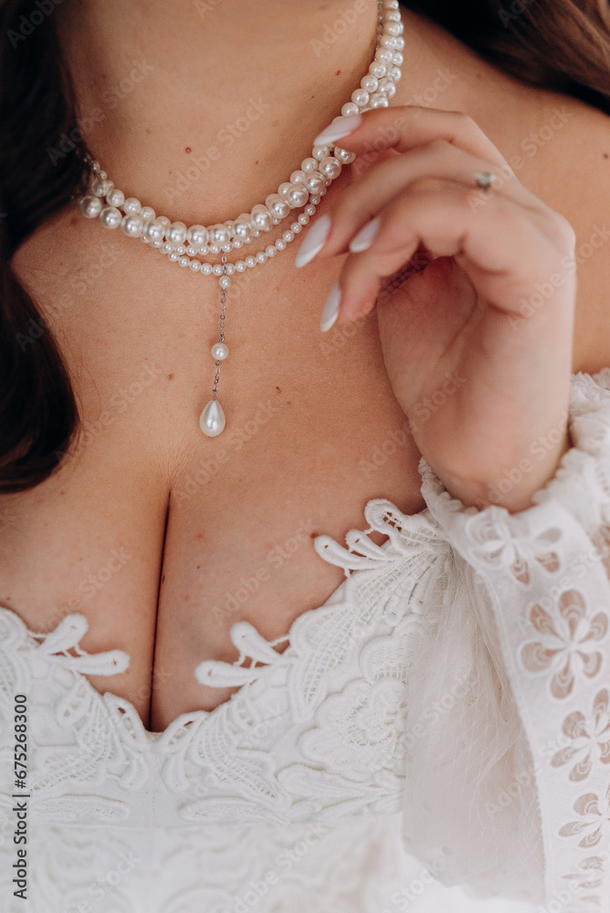 bride with pearls