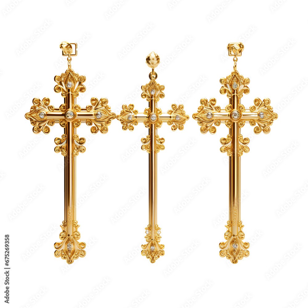 Collection of gold crosses on transparent background PNG Stock Photo ...
