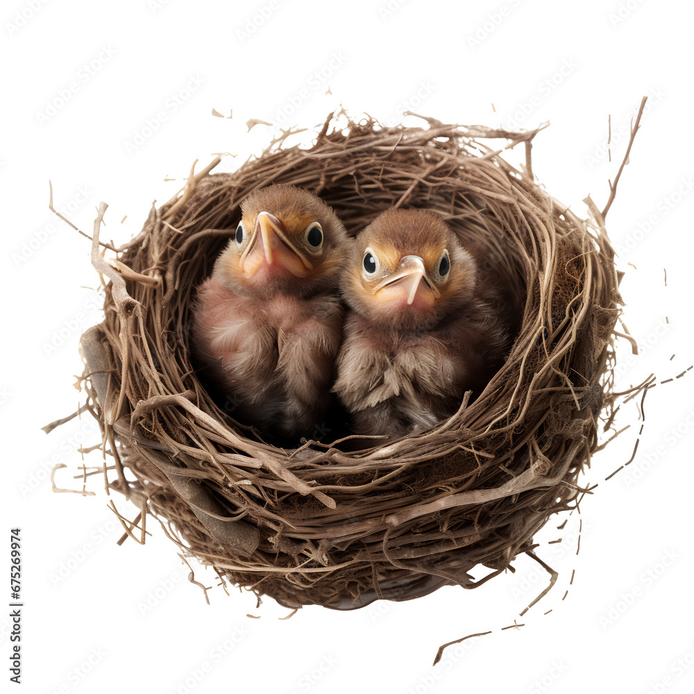 Baby bird in the nest on transparent background PNG. Wildlife ...