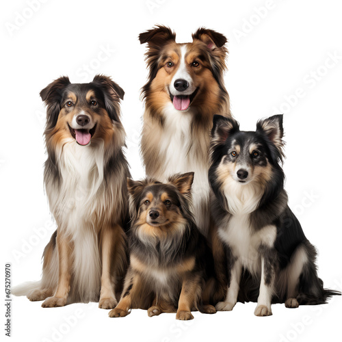Family of cute dogs on transparent background PNG