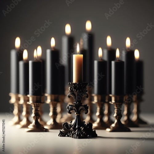 burning  golden and black candles background for social media proects 