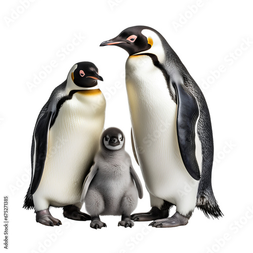 Adorable penguin family, penguin conservation concept.
