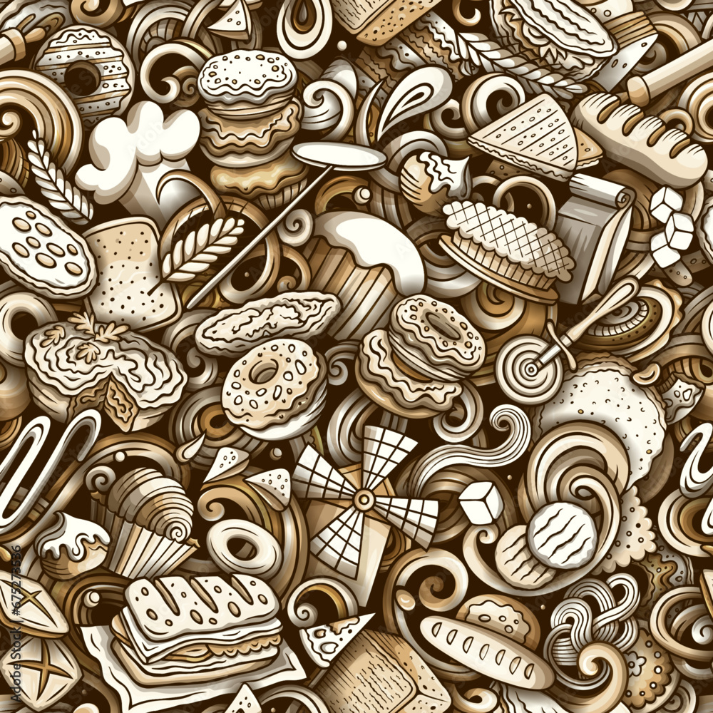 Cartoon doodles Bakery seamless pattern Cartoon doodles Bakery seamless pattern