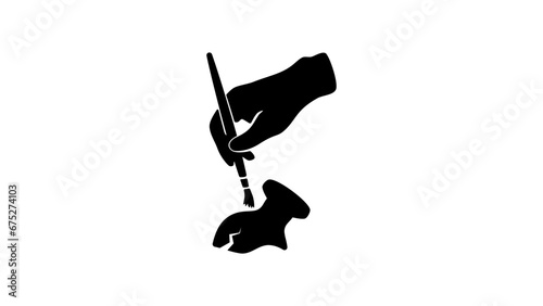 archeology symbol, the hand of an archaeologist with a brush is excavating, 