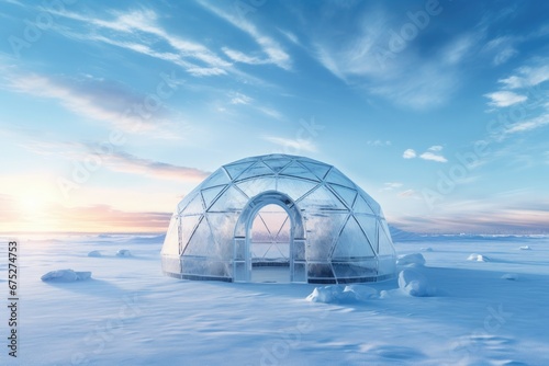 iced igloo in winter landscape
