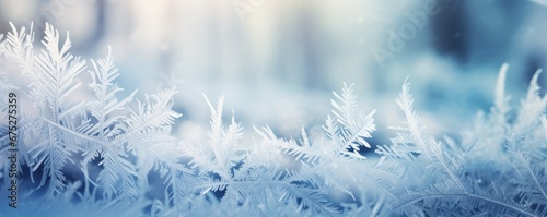 frozen winter snowflake banner background © krissikunterbunt