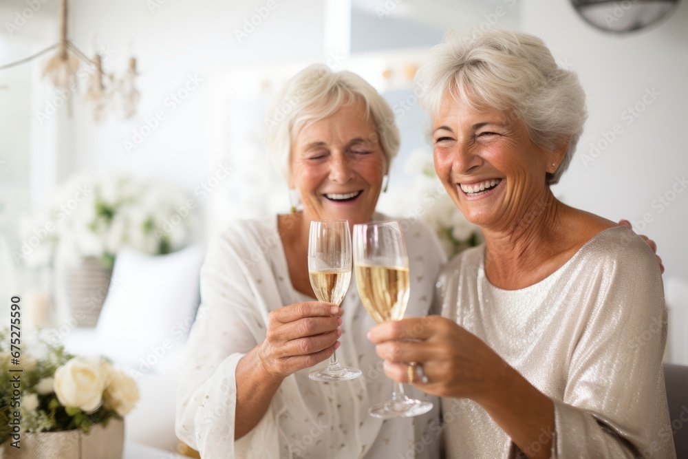 A Warm and Festive Gathering of Friends Celebrating with a Champagne Toast A Warm and Festive Gathering of Friends Celebrating with a Champagne Toast