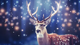 Deer in the forest at Christmas.