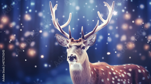 Deer in the forest at Christmas.