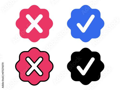 Set of colorful close and checkmark vector illustration