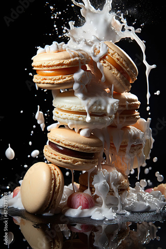 Sweet Splash: Dynamic Display of Macarons and Milk