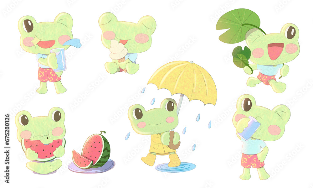 set of frog character
