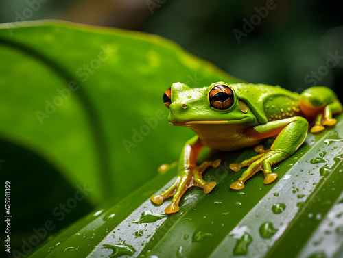 Agile Tree Frog in Rainforest Habitat, wildlife, Generative AI