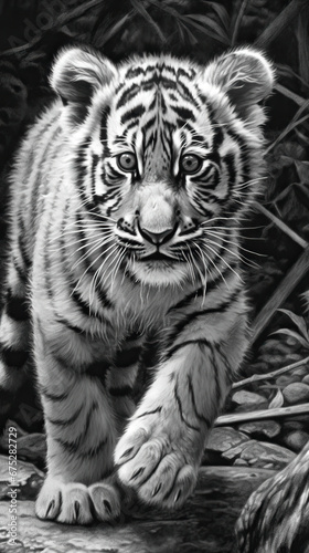 Innocence in Stripes: A Young Tiger Cub's Portrait