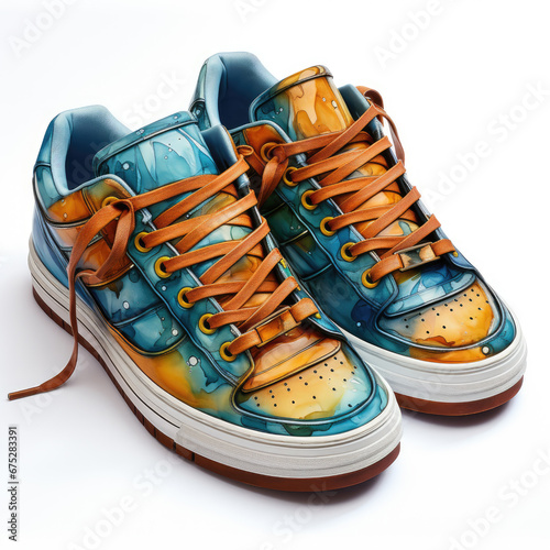 watercolor Athletic Shoe clipart, Generative Ai