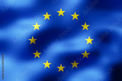 European Union - textile flag - 3d illustration