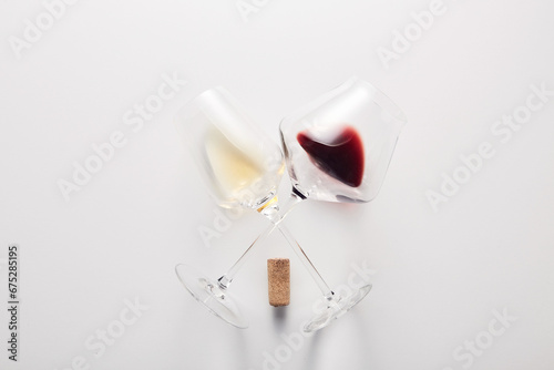 Tasting red, white wine with judging color, flavor.