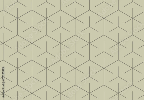 Seamless pattern of brown geometric hexagonal shapes on beige background. Abstract and modern high resolution full frame background with repeating pattern.