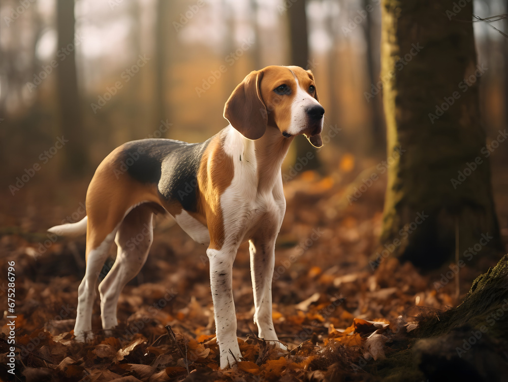 English Foxhound on a Fox Hunt, wildlife, Generative AI English Foxhound on a Fox Hunt, wildlife, Generative AI