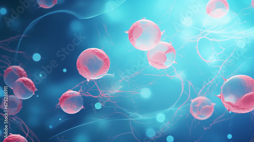 Human cell or Embryonic stem cells microscope banner