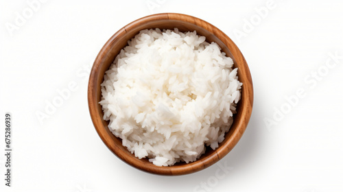 White rice in a wooden bowl photo