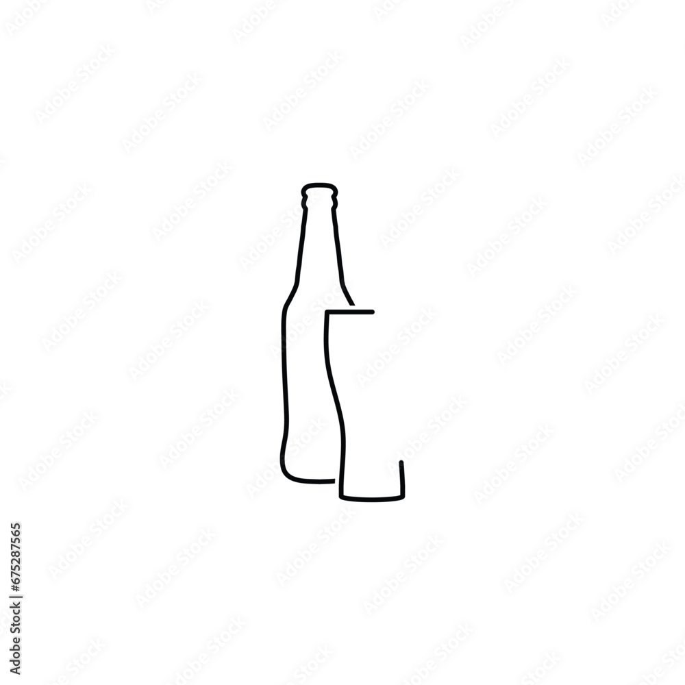 beer bottle and glass icon, silhouette of beer bottle beer bottle and glass icon, silhouette of beer bottle