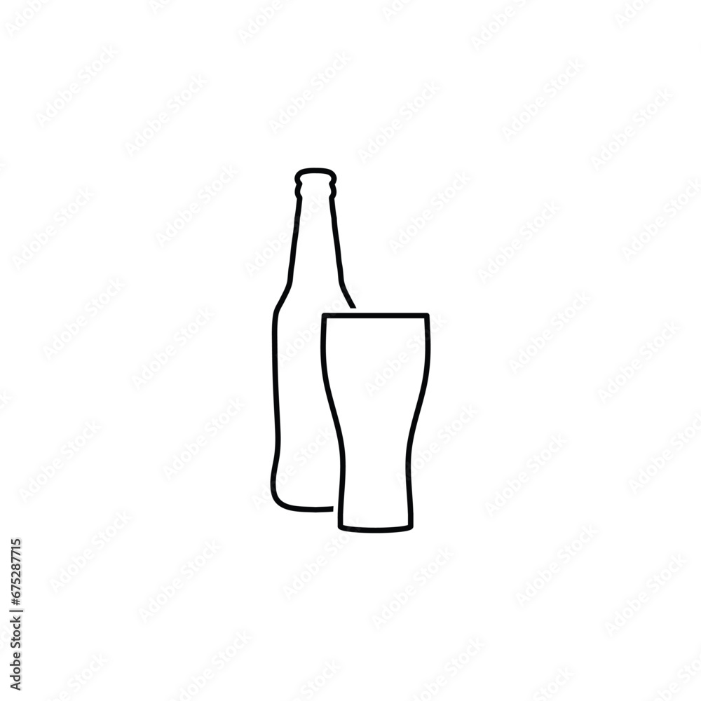 beer bottle and glass icon, silhouette of beer bottle beer bottle and glass icon, silhouette of beer bottle