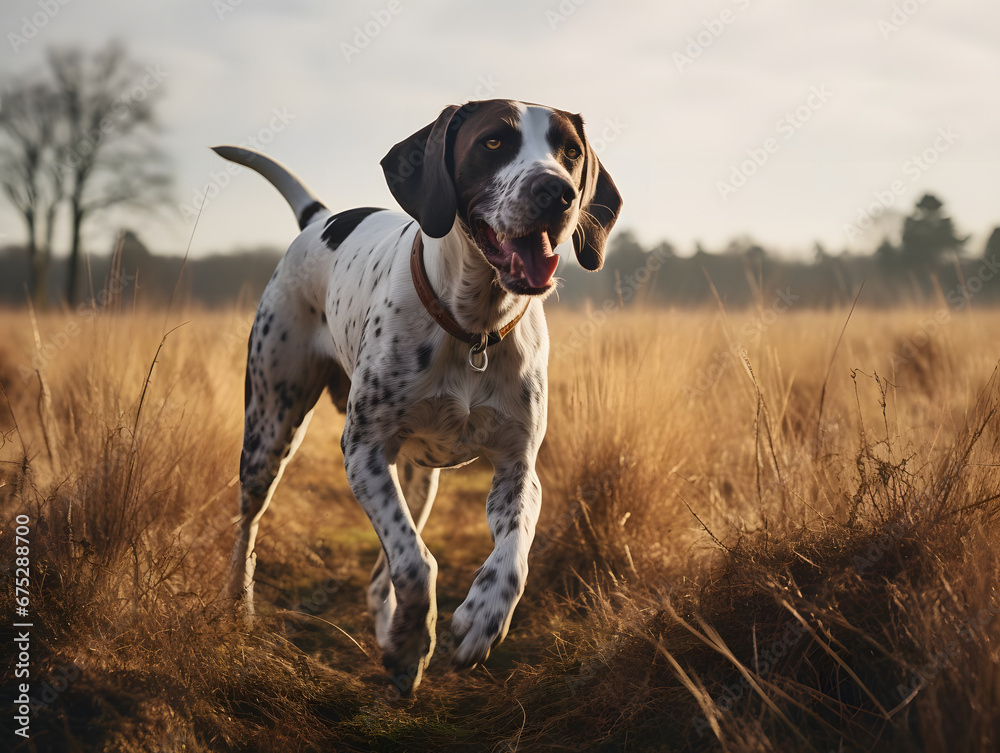 English Pointer on the Hunt in the Countryside, wildlife, Generative AI English Pointer on the Hunt in the Countryside, wildlife, Generative AI