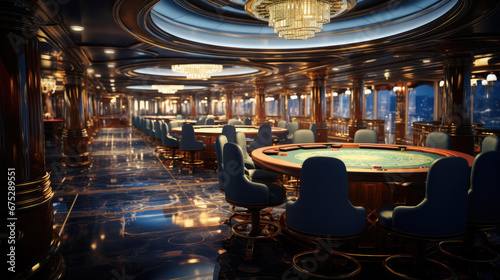 Entertaining casino games and activities in the luxurious cruise ship.