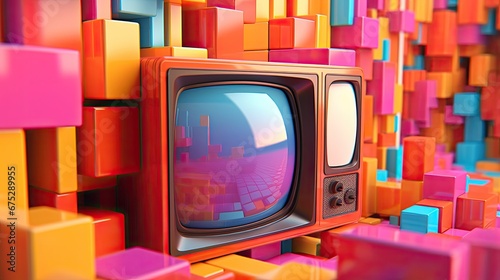 Vibrant Color Retro Tv background photo