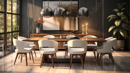 Modern Dining Room, Dining table and chairs.